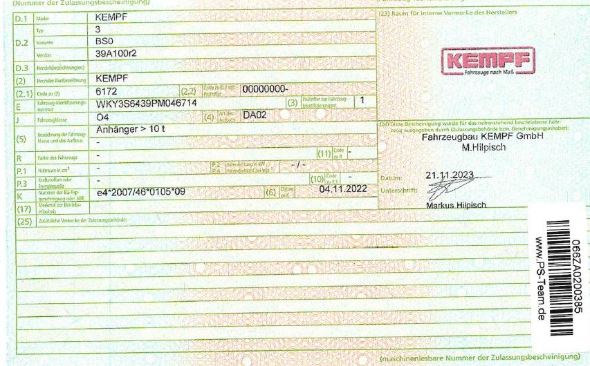 Fahrzeugabbildung Kempf SPP 36/3*Agrar Schubboden*65m³BPW-Achsen
