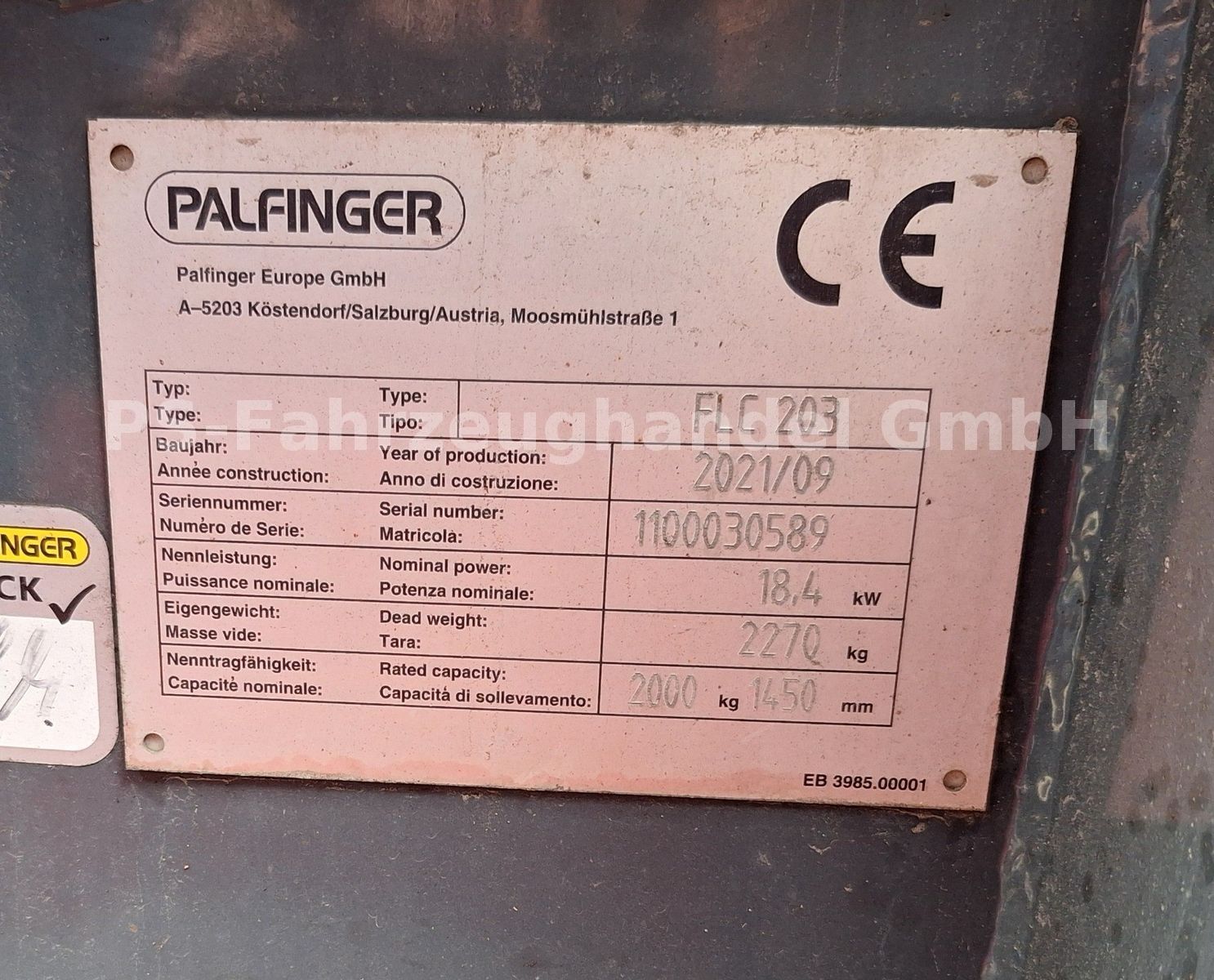 Fahrzeugabbildung Palfinger FLC 203*Schere*Radarme Klappbar*Zinkenversteller