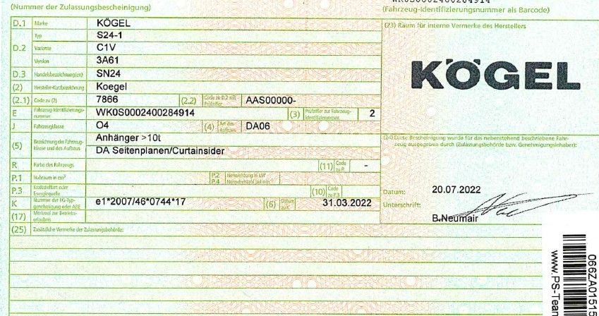Fahrzeugabbildung Kögel SN24*Edscha*LiftA*PalKa