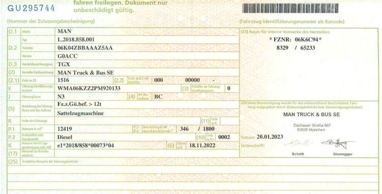 Fahrzeugabbildung MAN TGX 18.470*Blatt/Luft*