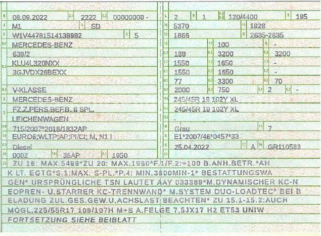 Fahrzeugabbildung Mercedes-Benz V 220 d extra lang*Bestattungswagen/Leichenwagen