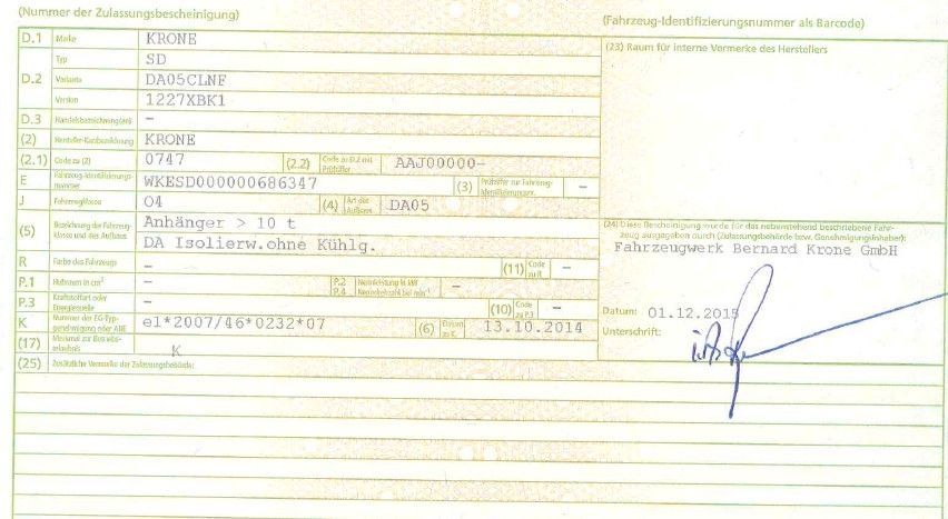 Fahrzeugabbildung Krone SD*ISO-Koffer*Doppelstock*LBW