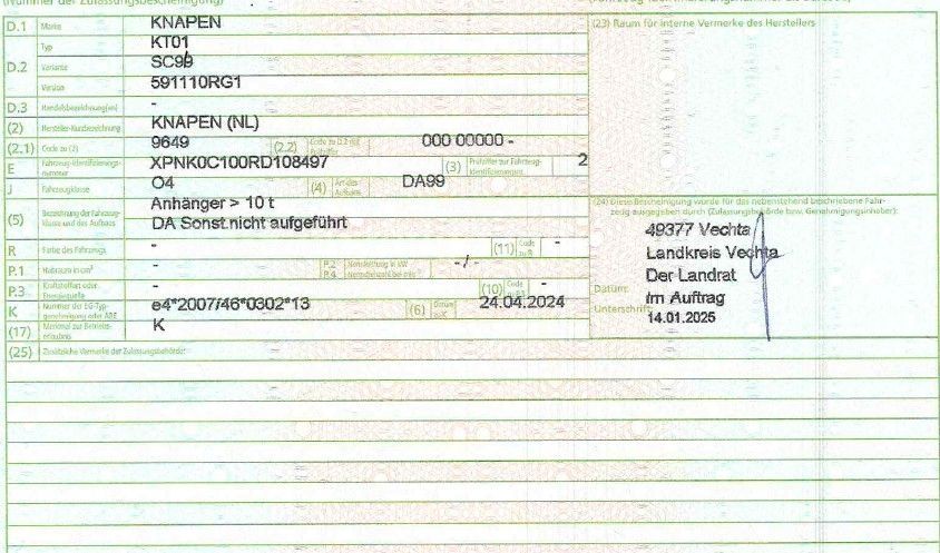 Fahrzeugabbildung Knapen K100 A5060*92m³*LiftA*CargoFloor*