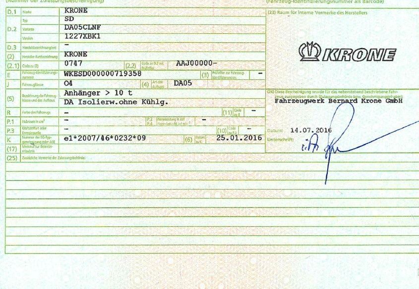 Fahrzeugabbildung Krone SDR 27 eL4-DS*Iso-Koffer*LiftA*PalKa