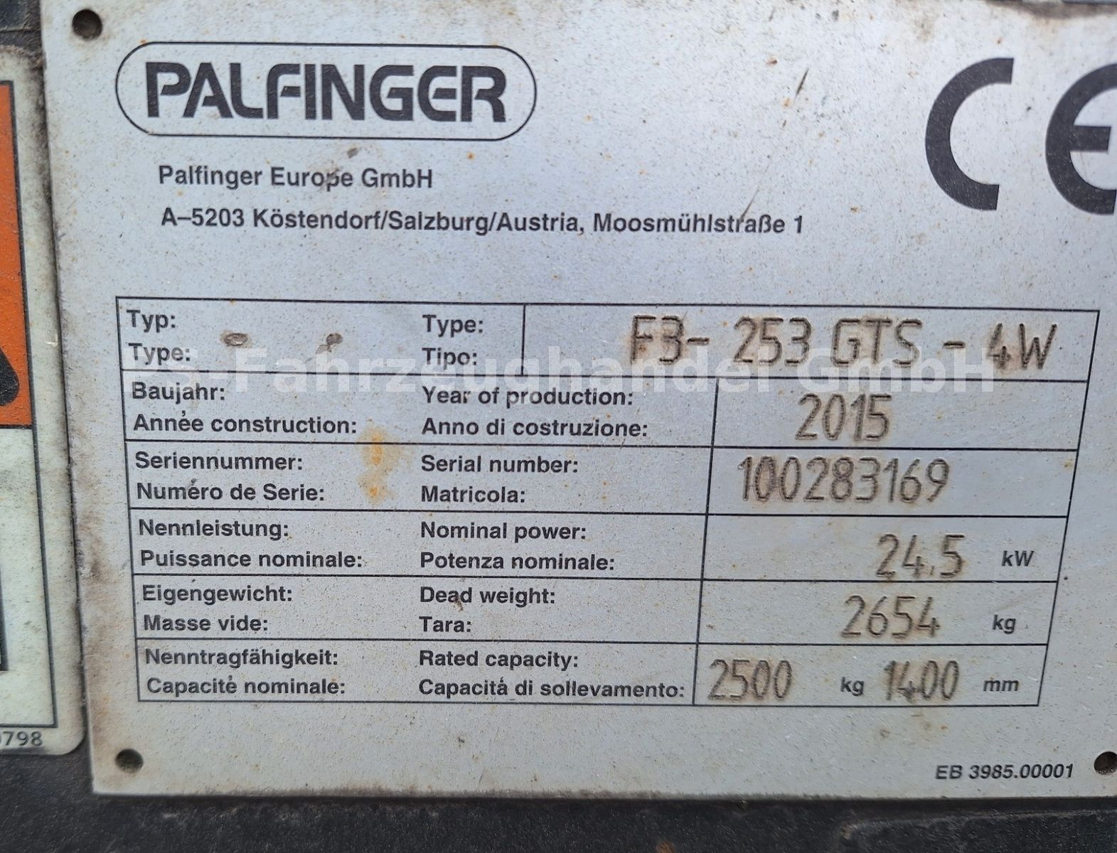Fahrzeugabbildung Palfinger F3-253 GTS 4W *Schere*HH3100mm