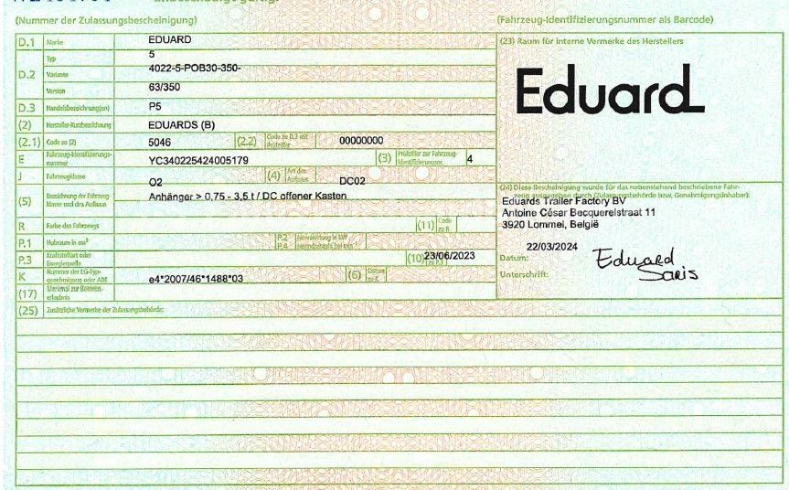 Fahrzeugabbildung Eduard P5*Schiebeplane*Auffahrrampen
