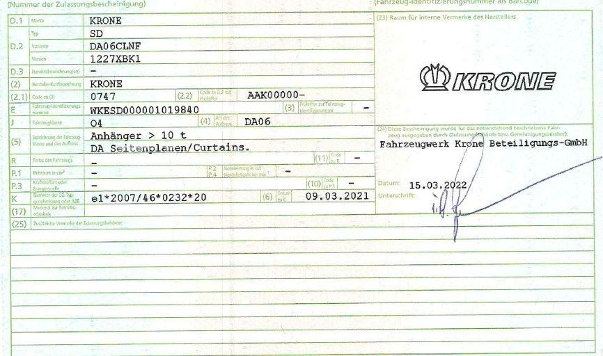 Fahrzeugabbildung Krone SD27*LiftA* PalettenKa*Edscha*