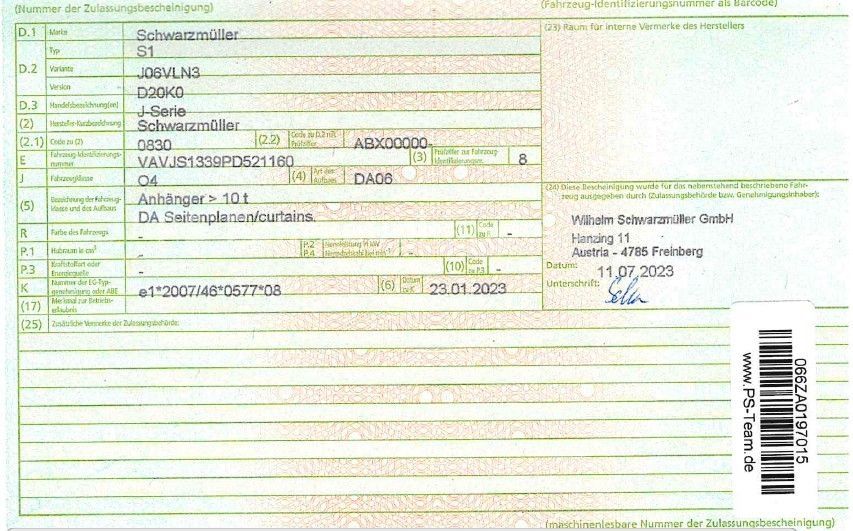 Fahrzeugabbildung Schwarzmüller S1-J Serie*verbreiterbar*SAF*Liftachse*Edscha