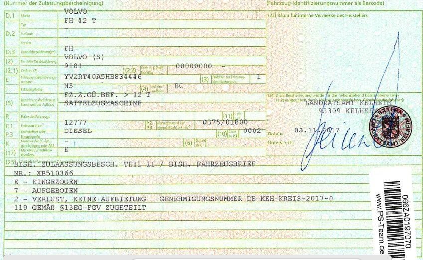Fahrzeugabbildung Volvo FH 500 *Kipphydraulik*Blatt/Luft